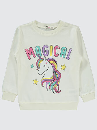 Civil Girls Kız Çocuk Sweatshirt 2-5 Yaş Ekru