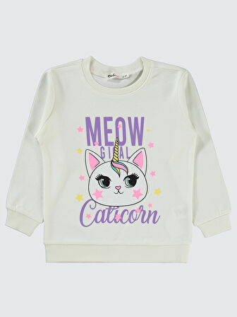Civil Girls Kız Çocuk Sweatshirt 2-5 Yaş Ekru