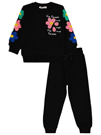 Civil Girls Papatya Süzene 2-5 Yaş Eşofman Takımı - Siyah 3-4 Yaş