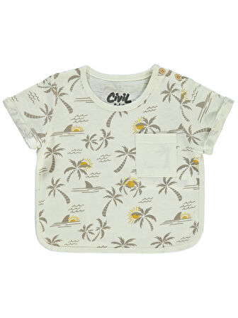 Civil Baby Erkek Bebek Tişört 6-18 Ay Ekru