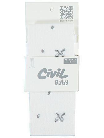 Civil Baby Kız Bebek 30 Denye Mus Külotlu Çorap 6-18 Ay Beyaz