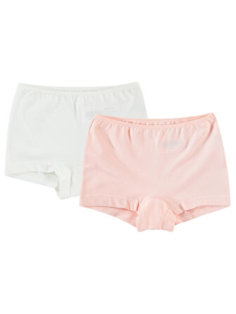 Civil Girls Kız Çocuk 2'li Boxer Set Ekru-Somon 2-10 Yaş
