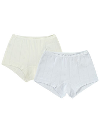 Civil Girls Kız Çocuk 2'li Boxer Set 2-10 Yaş Ekru-Beyaz