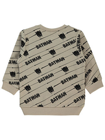  Batman Erkek Bebek Sweatshirt 6-18 Ay Açık Bej