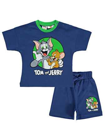 Tom And Jerry Erkek Bebek Şortlu  Takım 6-18 Ay İndigo