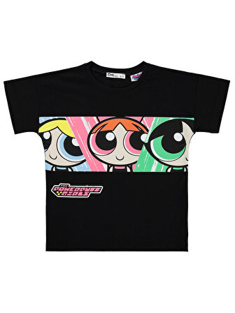 Powerpuff Girls Kız Çocuk Tişört 10-13 Yaş Siyah