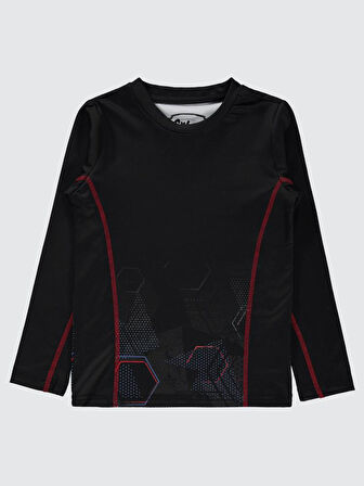 Civil Boys Geometrik Desen Baskılı 6-9 Yaş Sweatshirt - Siyah 9-10 Yaş