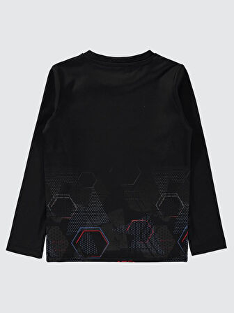 Civil Boys Geometrik Desen Baskılı 6-9 Yaş Sweatshirt - Siyah 9-10 Yaş