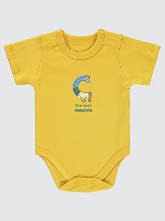 Civil Baby Zürafa Baskılı Prematüre Çıtçıtlı Badi Sarı