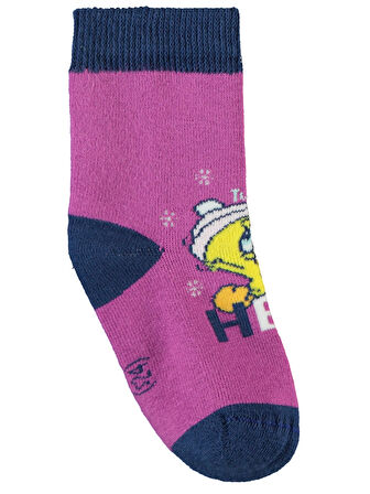 Tweety Kız Bebek Çorap 0-24 Ay Mor