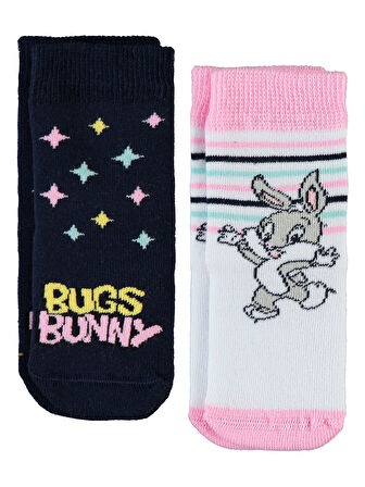 Bugs Bunny Kız Bebek Çorap 0-24 Ay Standart Beyaz-Pembe