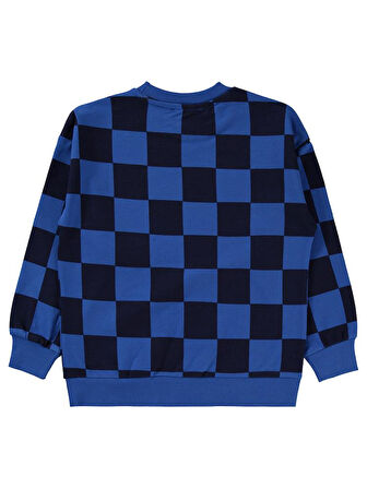 Civil Boys Renkli Dama Empirme Racer Baskılı 6-9 Yaş Sweatshirt - Mavi9-10 Yaş