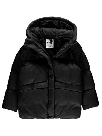 Civil Girls Kız Çocuk Kapüşonlu Mont 10-13 Yaş Siyah