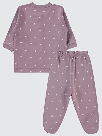 Civil Baby Kız Bebek Patikli Pijama Takımı 1-6 Ay Leylak Lila