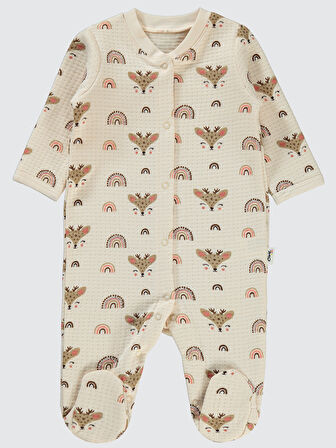 Civil Baby Kız Bebek Patikli Tulum 1-6 Ay Fildişi