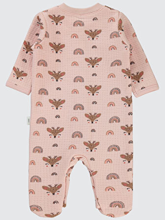 Civil Baby Kız Bebek Patikli Tulum 1-6 Ay Pudra