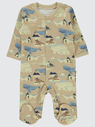 Civil Baby Erkek Bebek Patikli Tulum 1-6 Ay Sütlü Kahve