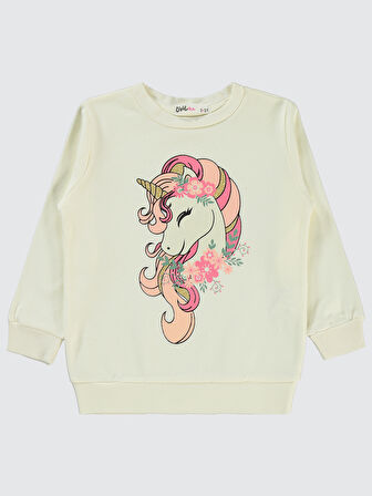 Civil Girls Kız Çocuk Sweatshirt 2-5 Yaş Ekru