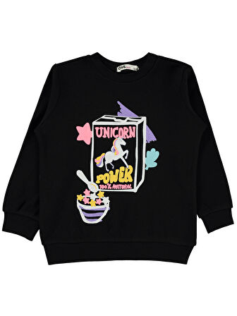 Civil Girls Kız Çocuk Sweatshirt 2-5 Yaş Siyah