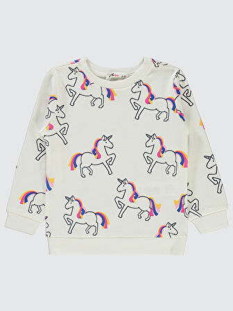 Civil Girls Kız Çocuk Sweatshirt 2-5 Yaş Ekru
