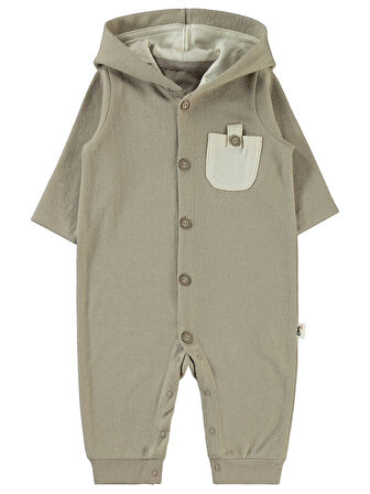 Civil Baby Erkek Bebek Kapşonlu Patiksiz Tulum 6-18 Ay Vizon