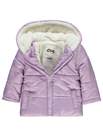 Civil Baby Kız Bebek Kapüşonlu Mont 6-18 Ay Koyu Lila