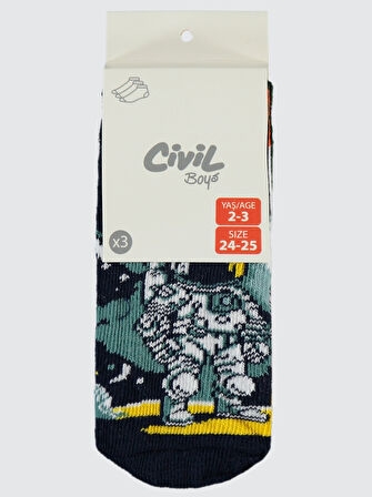 Civil Boys Erkek Çocuk 3'lü Patik Çorap 2-12 Yaş Standart