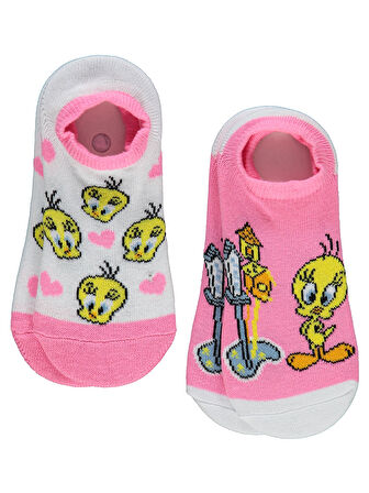 Tweety Kız Çocuk 2'li Babet Çorap 2-12 Yaş Pembe