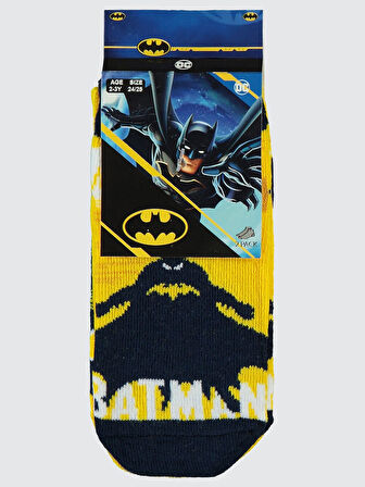 Batman Erkek Çocuk Patik Çorap 2-12 Yaş Sarı