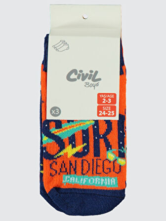 Civil Boys Erkek Çocuk 3'lü Patik Çorap 2-12 Yaş Turuncu