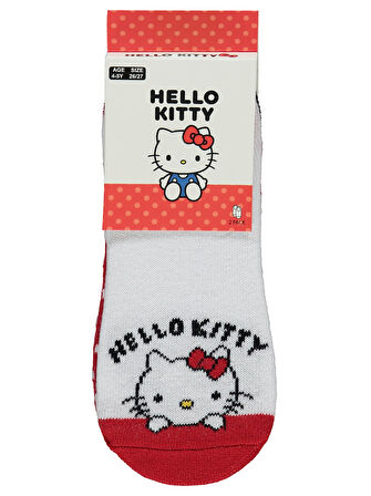 Hello Kitty Kız Çocuk 2'li Babet Çorap 2-12 Yaş Kımızı