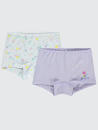 Civil Girls Kız Çocuk 2'li Boxer Set 2-10 Yaş Lila
