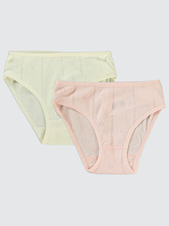 Civil Girls Kız Çocuk 2'li Külot Set 2-10 Yaş Ekru-Somon