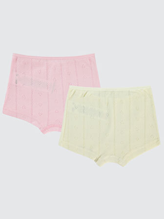 Civil Girls Kız Çocuk 2'li Boxer Set 2-10 Yaş Ekru-Pembe
