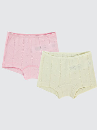 Civil Girls Kız Çocuk 2'li Boxer Set 2-10 Yaş Ekru-Pembe