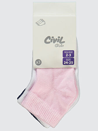 Civil Girls Kız Çocuk 3'lü Patik Çorap 2-12 Yaş Standart