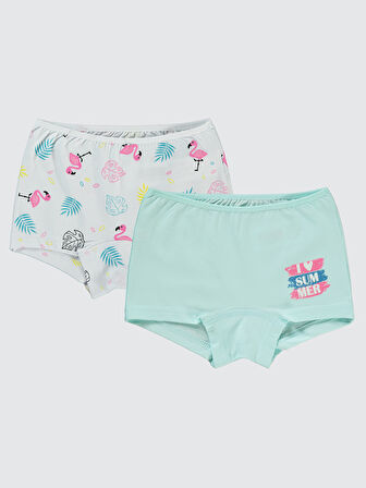 Civil Girls Kız Çocuk 2'li Boxer Set 2-10 Yaş Mint
