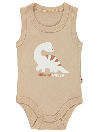 Civil Baby Erkek Bebek Çıtçıtlı Badi 1-36 Ay Sütlü Kahve