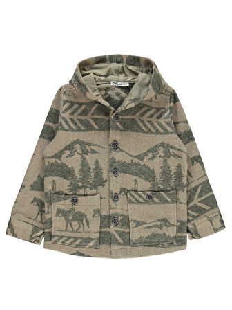 Civil Boys Erkek Çocuk Kapşonlu Gömlek 10-13 Yaş Haki