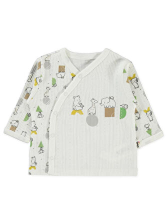 Civil Baby Sevimli Geometrik Hayvanlar Emp. Baskılı Zıbın Takımları - Ekru0-1 Ay