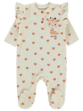 Civil Baby Kız Bebek Patikli Tulum 1-6 Ay FilDişi