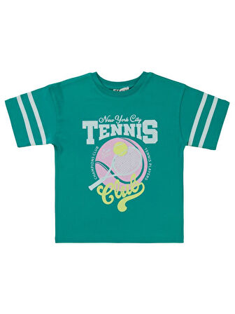 Civil Girls Tenis Baskılı 6-9 Yaş Tişört - Yeşil9-10 Yaş