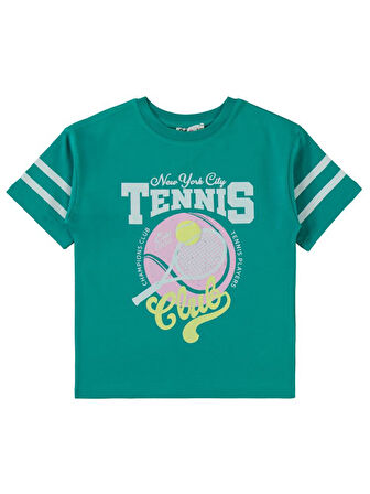 Civil Girls Tenis Baskılı 6-9 Yaş Tişört - Yeşil9-10 Yaş