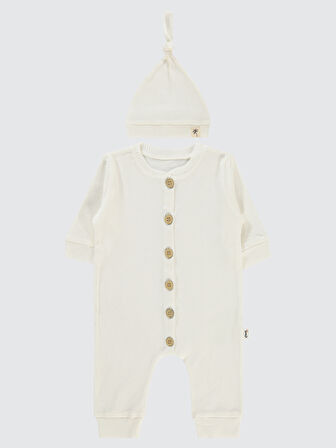 Civil Baby Bebek Patiksiz Tulum 1-6 Ay Ekru