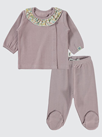 Civil Baby Kız Bebek Pijama Takımı 1-6 Ay Soft Lila