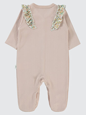 Civil Baby Kız Bebek Patikli Tulum 1-6 Ay Pudra