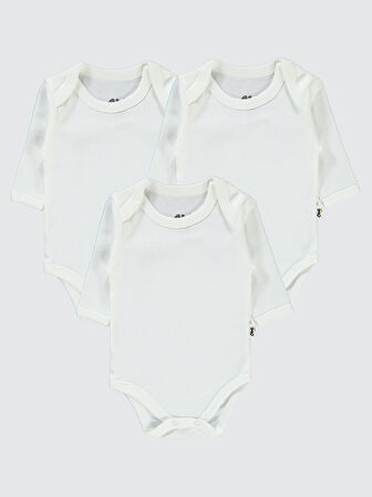 Civil Baby Bebek 3'lü Çıtçıtlı Badi 12-36 Ay Beyaz