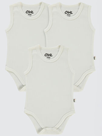 Civil Baby Bebek 3'lü Çıtçıtlı Badi 0-1 Ay Beyaz