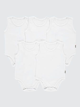 Civil Baby Bebek 5'li Çıtçıtlı Badi 3-9 Ay  Beyaz