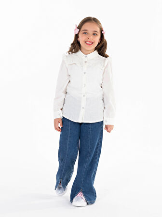 Civil Girls Kız Çocuk Gömlek 2-5 Yaş Ekru